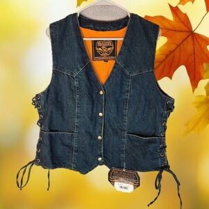 Milwaukee Unisex Denim Collection Performance Vest Sz 2XL Dark Blue Biker